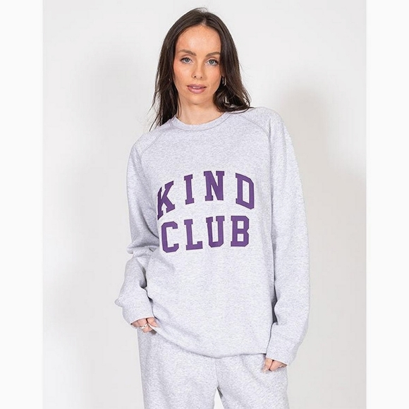 Brunette The Label Tops - Brunette The Label Women's Kind Club Crew Sweatshirt Size L/XL
